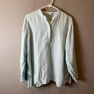 Eileen Fisher 100% Organic Linen Side‎ Slits Popover Shirt Size Large Lagenlook